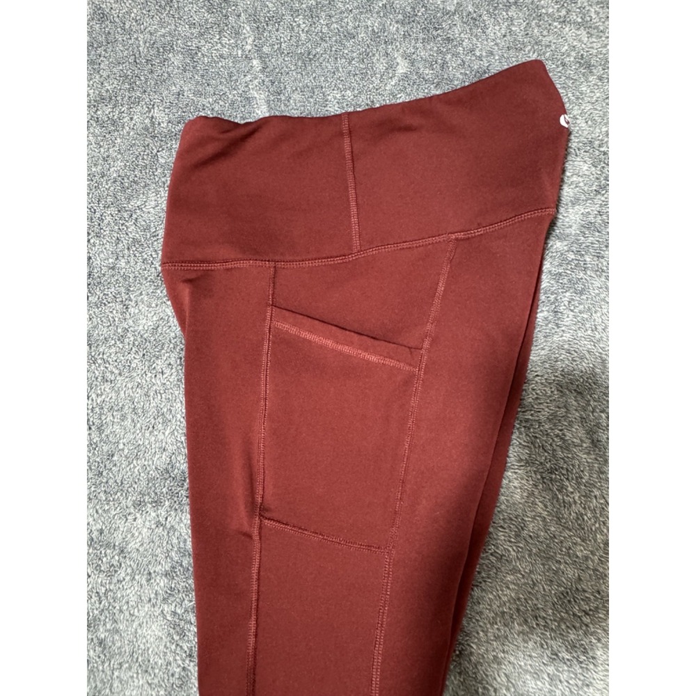 90 Degree by Reflex Womens High Waist Leggings Burgundy Maroon Side Pockets‎ XS - Picture 3 of 7